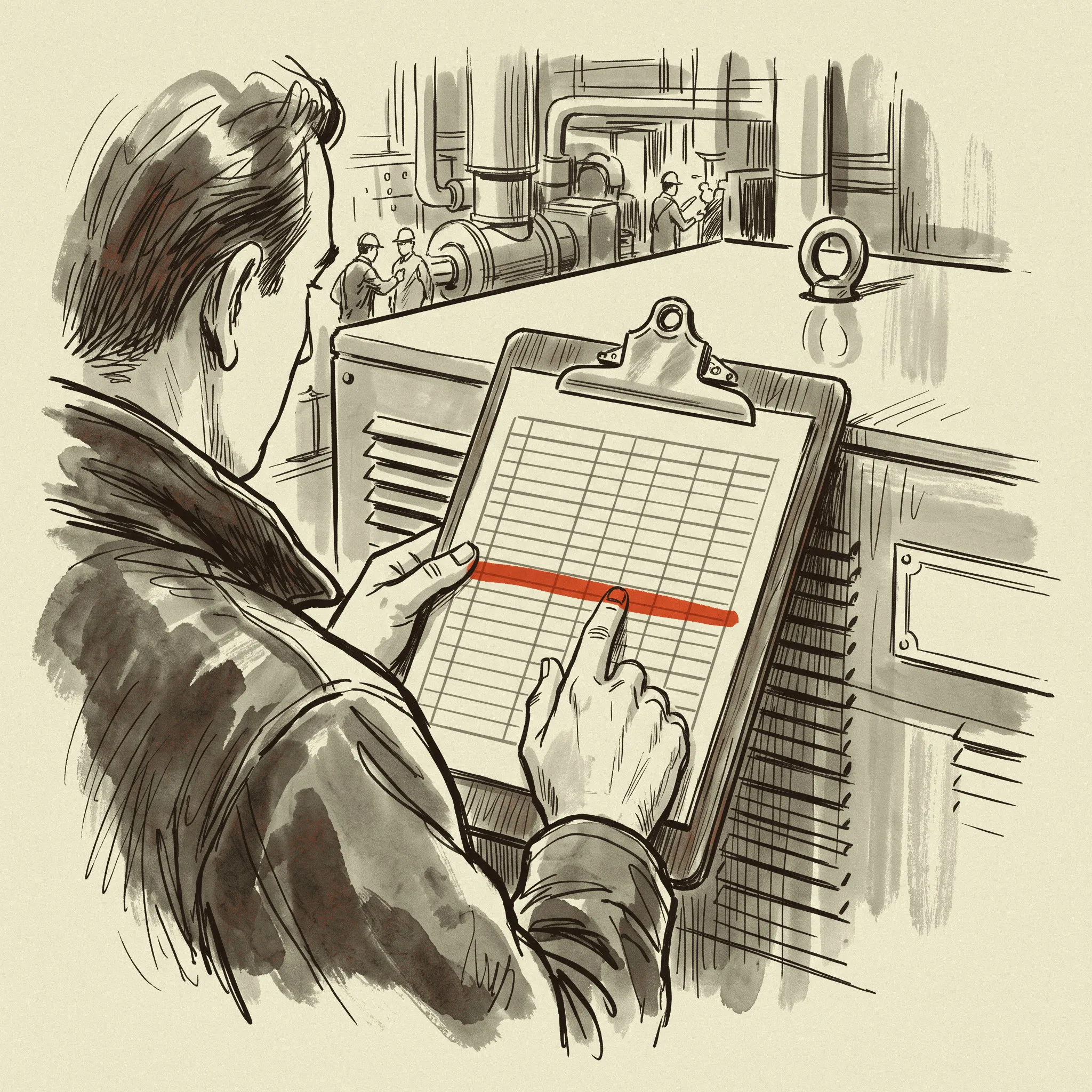 A compressor performance data sheet read against the machine it describes.