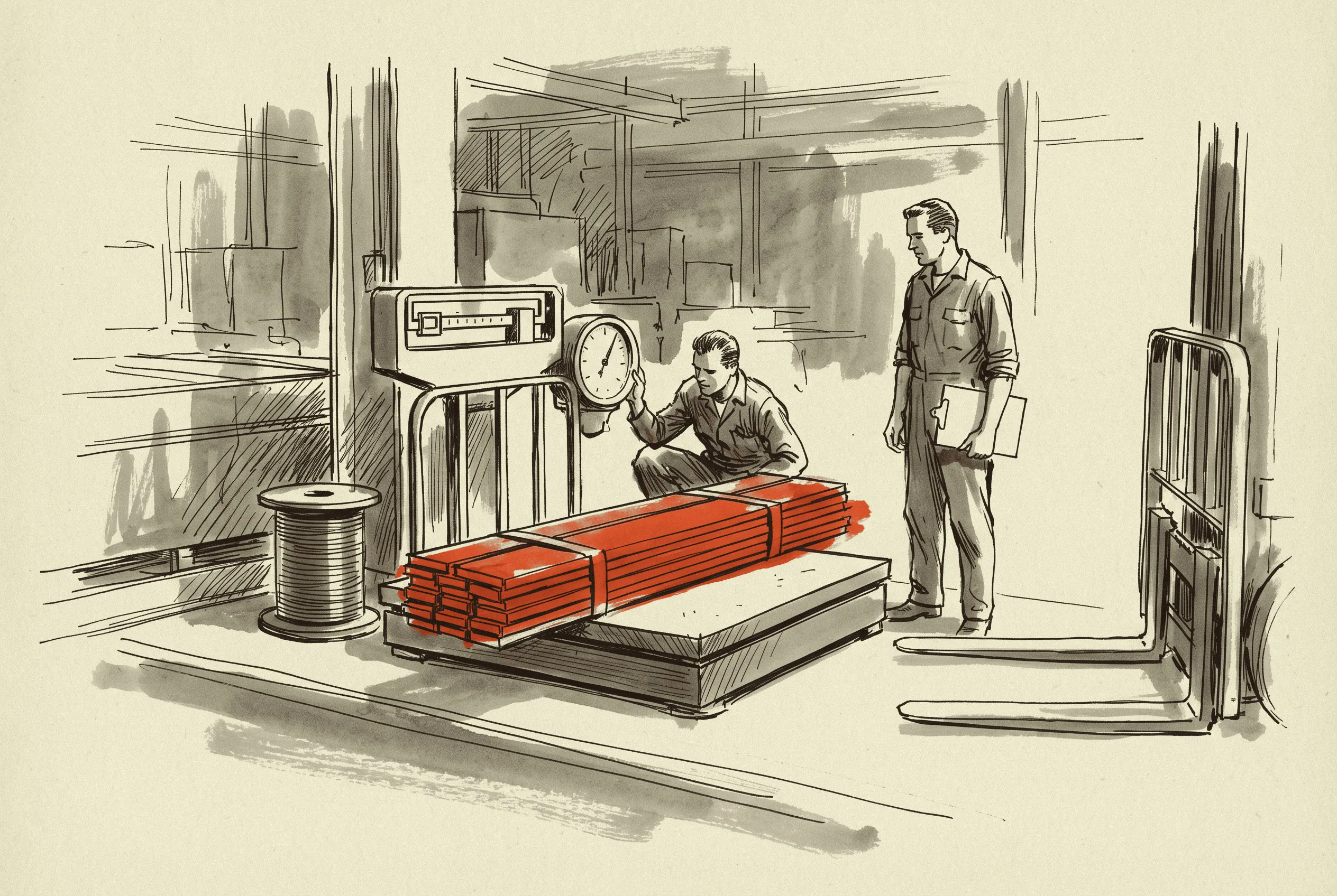 Copper bus bar and winding wire weighed on receiving, the kilograms that a metal content declaration is built from.