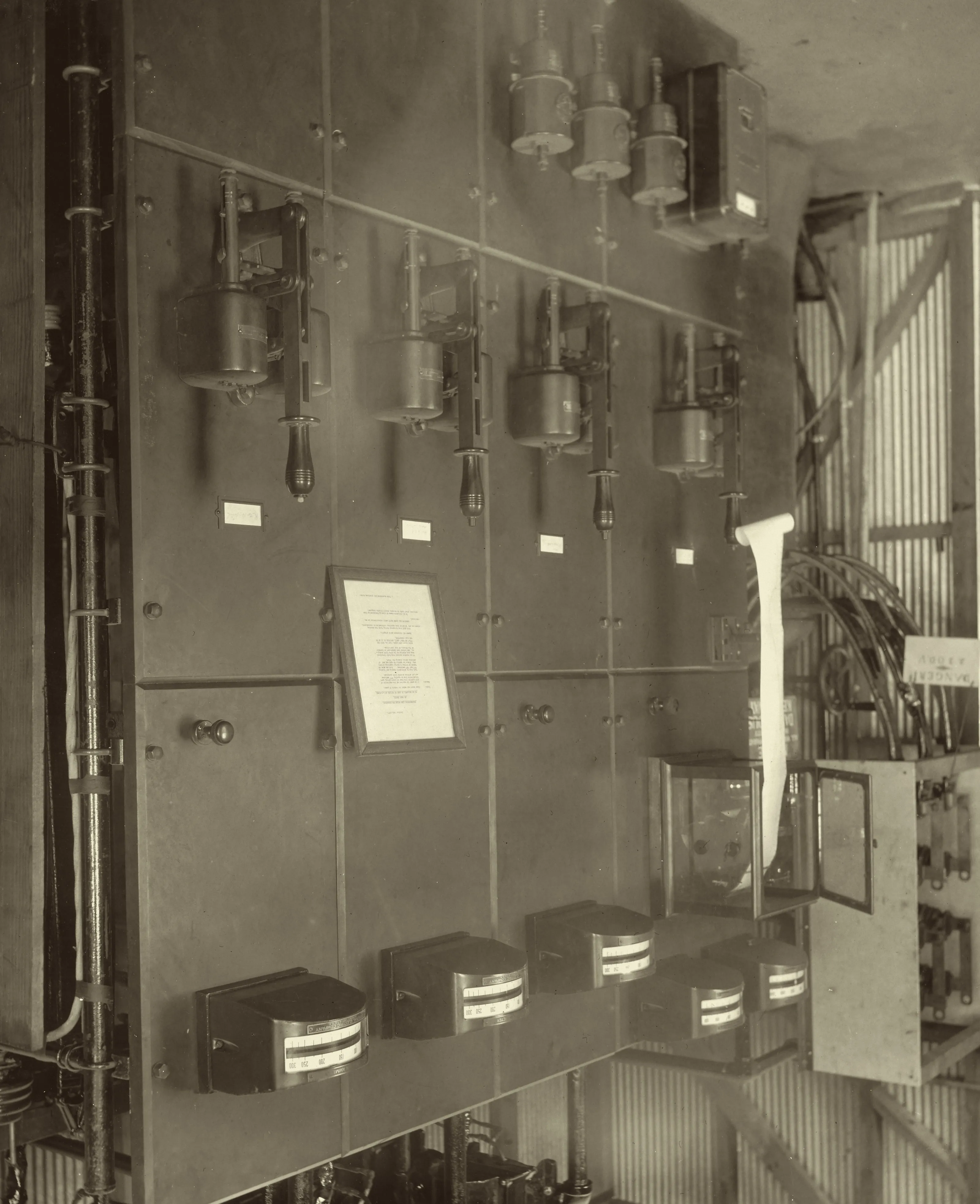 Switchboard, power station, Camp Custer, Michigan, 1918