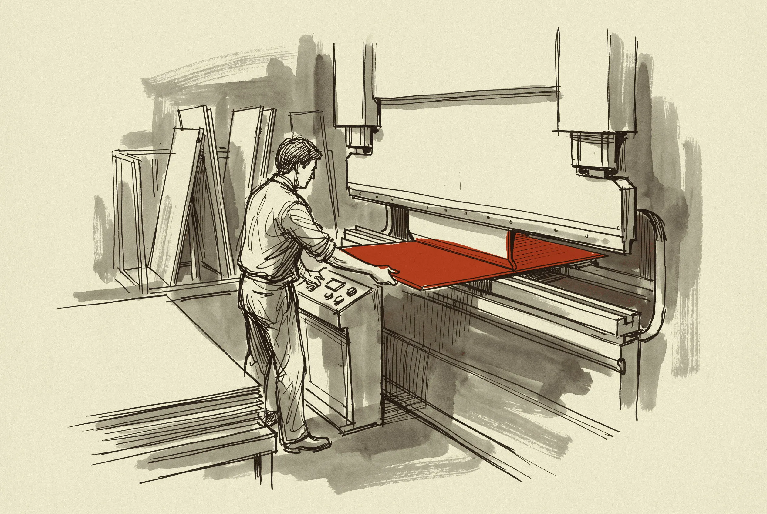 Cold-rolled sheet being folded into a switchgear enclosure panel.