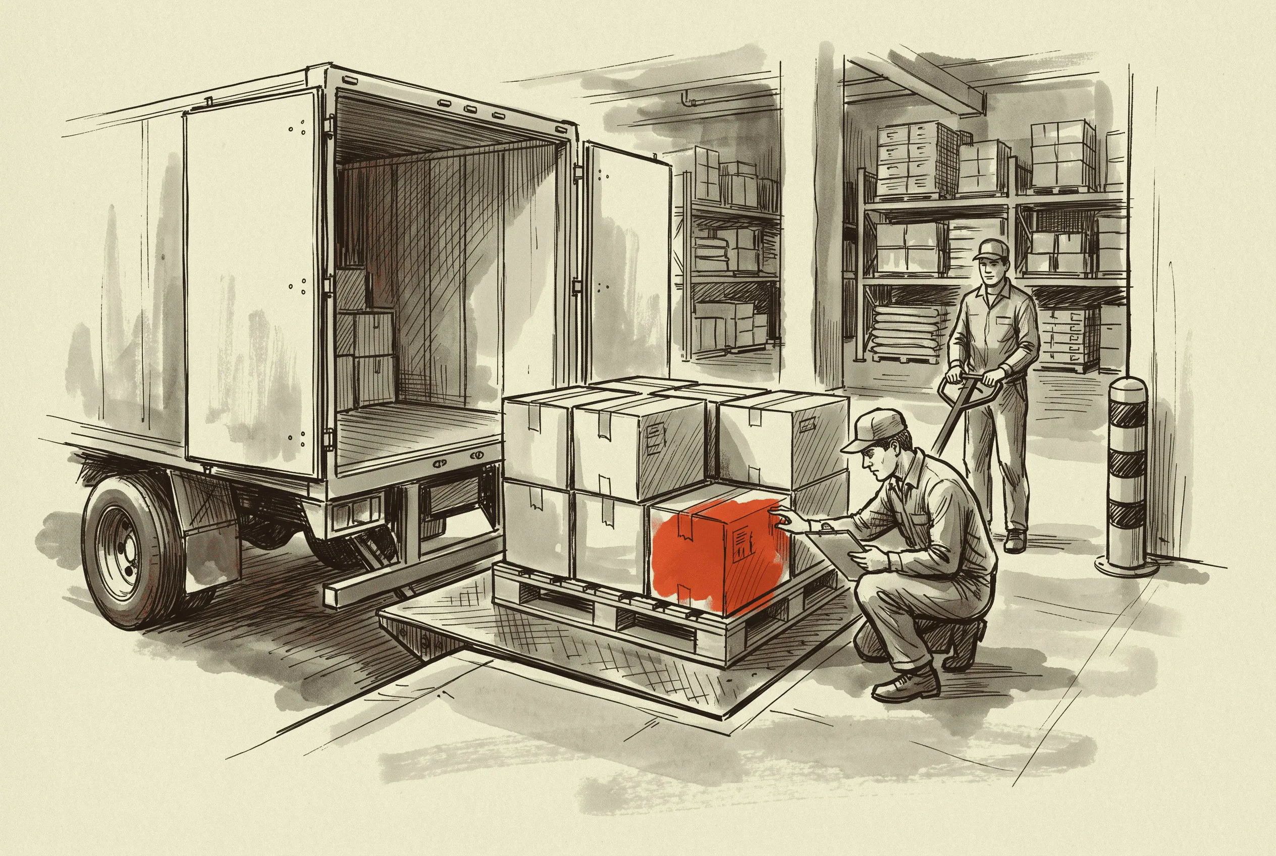 Cartons of controls checked at a receiving dock, where country of origin is settled before any duty is.