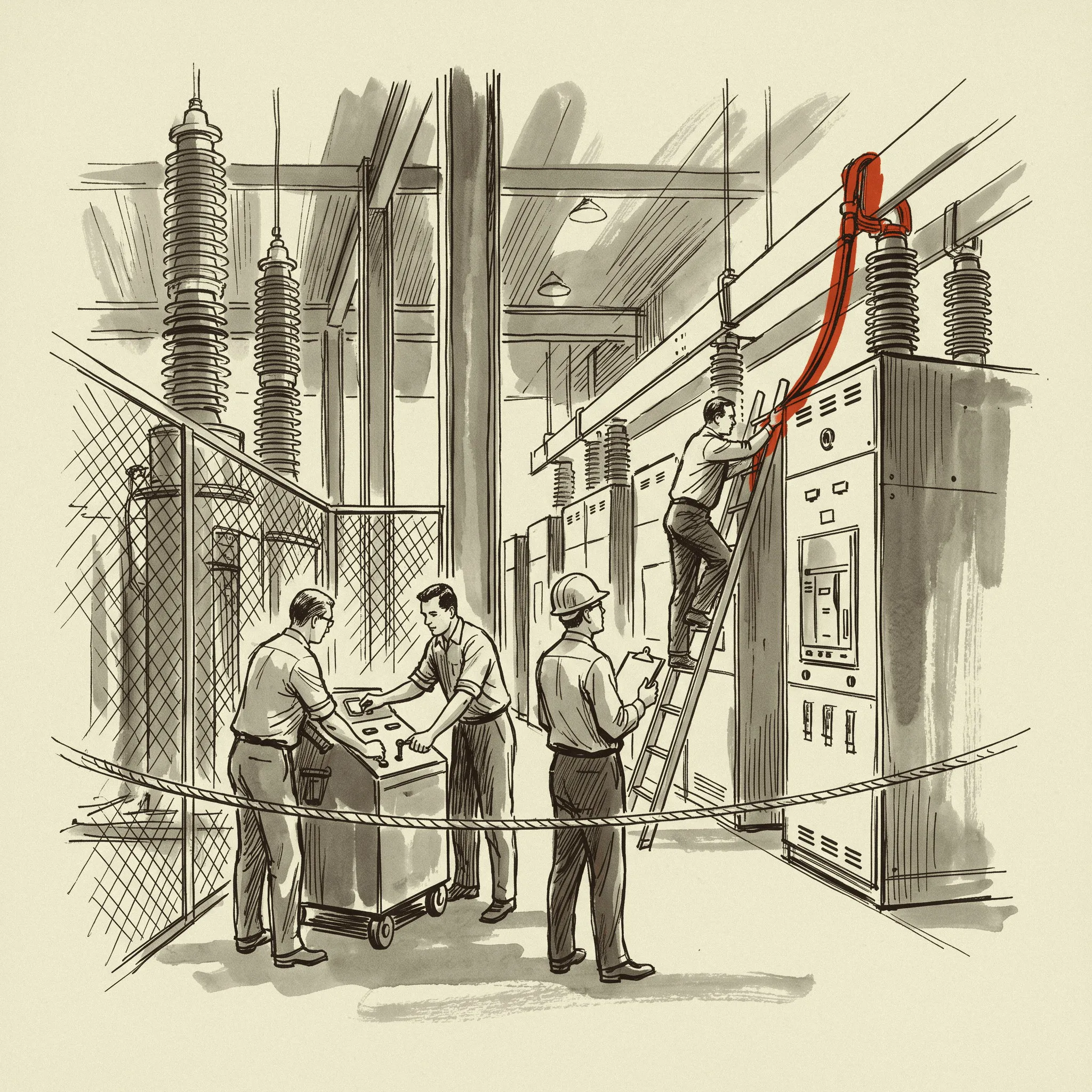 A witnessed factory acceptance test, the line that puts the buyer's engineer in the plant while the breakers close.