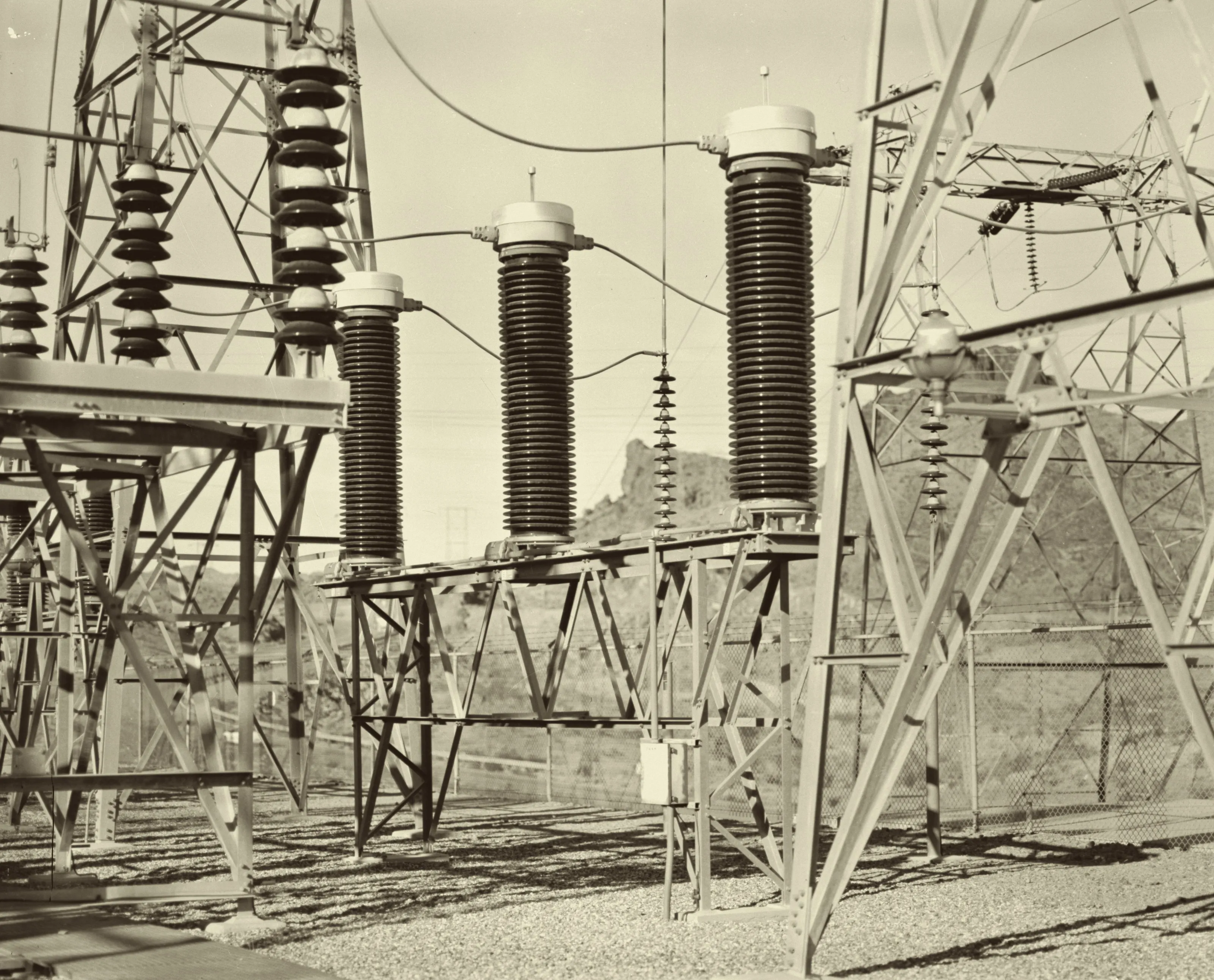 Current transformer bank, Hoover Dam Arizona-Nevada switchyard, Boulder City, Nevada, 2002