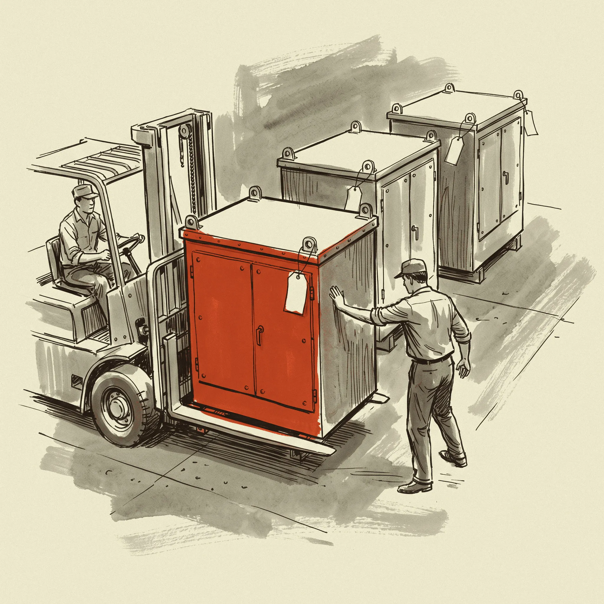 An in-stock pad-mount going onto a truck, which is the delivery week a buyer above the seventy-fifth percentile is paying for.