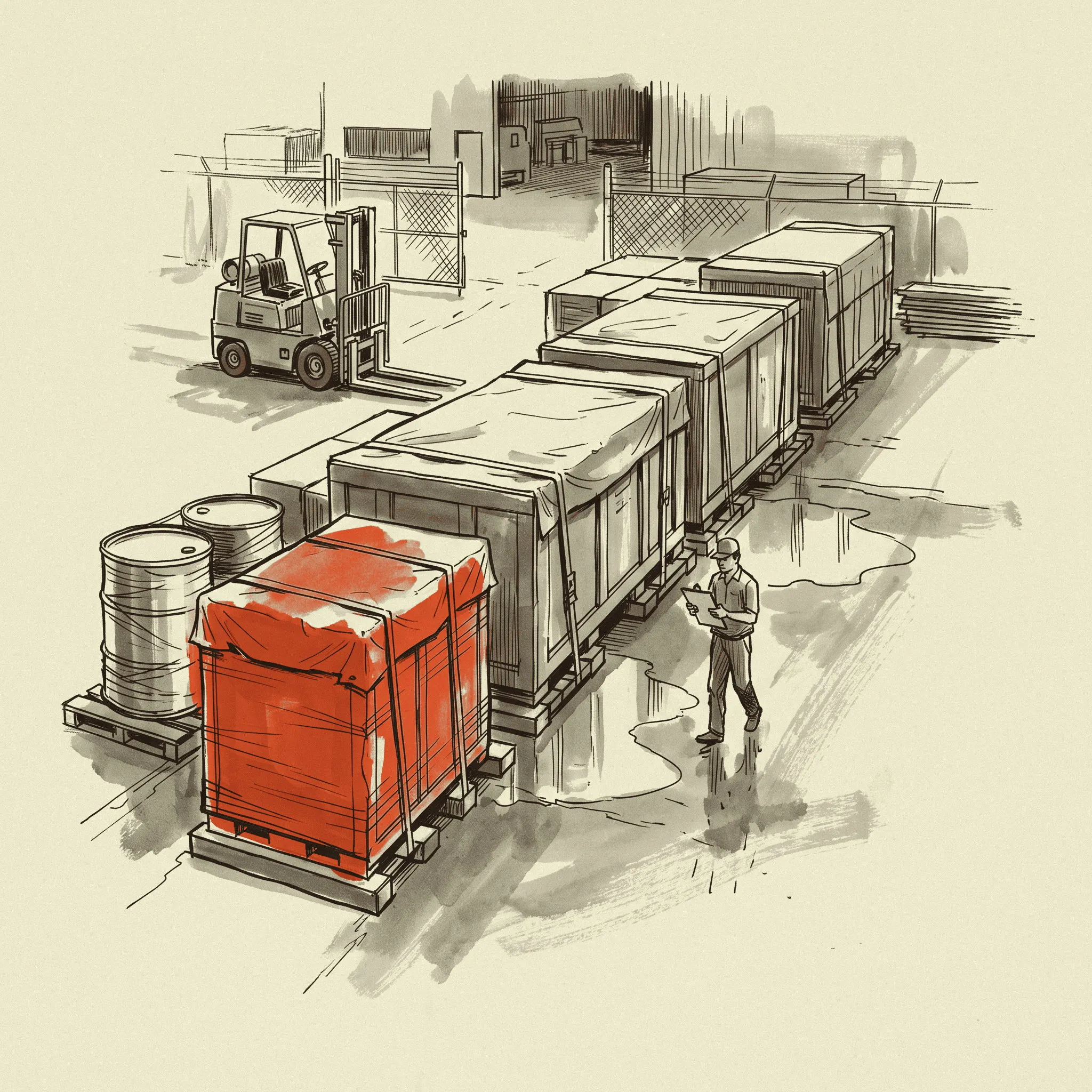 Cooling equipment paid for and held in the vendor's yard while the building waits for it.