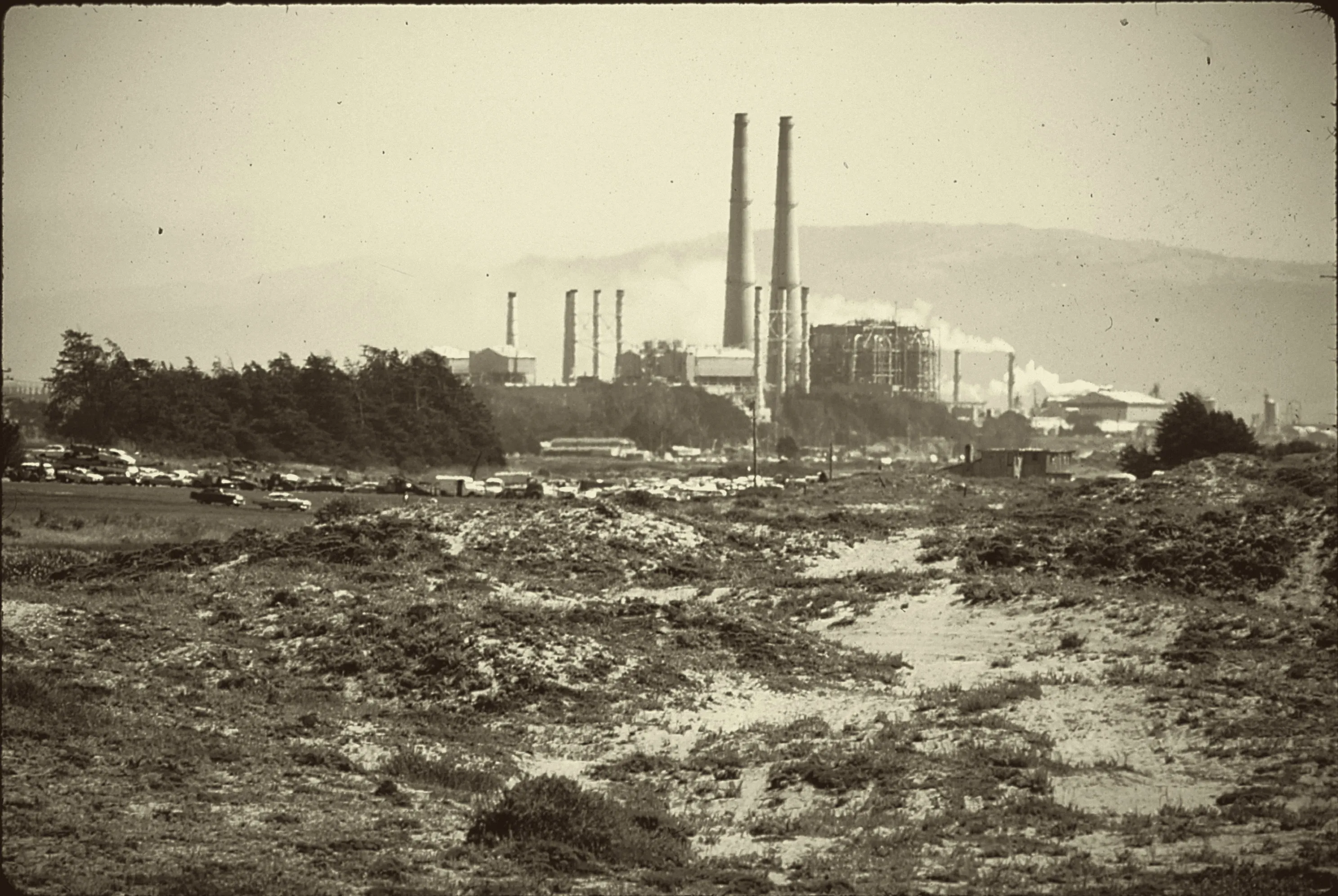 Moss Landing power plant from the fields, Moss Landing, California, 1972